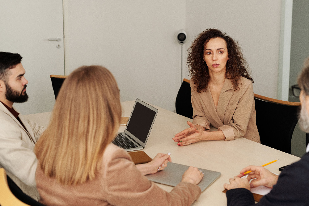 Professionals collaborating in a business setting